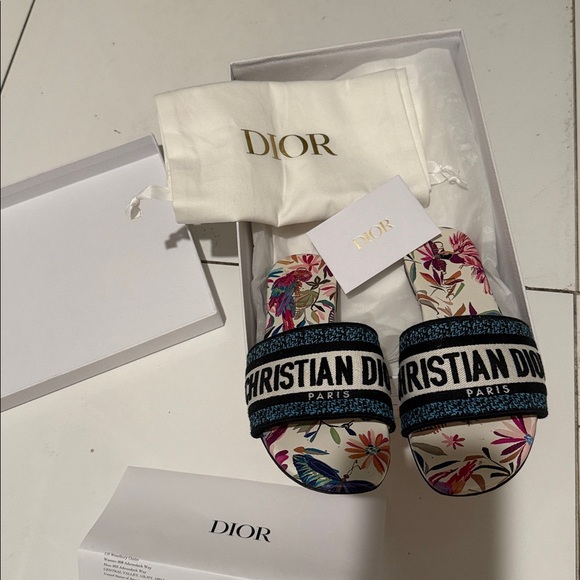 Dior DWay slide like new sandals White Multicolor Toile de Jouy Fantastica - Picture 3 of 4